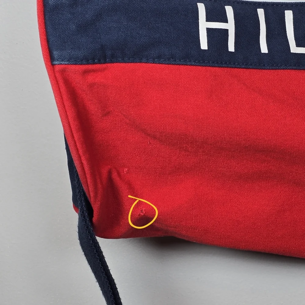 Vintage Tommy Hilfiger Red White Blue Tote Duffel Bag Large Zip Gym Activewear - Picture 6 of 14